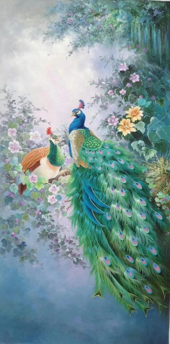 Peacocks and Flowers