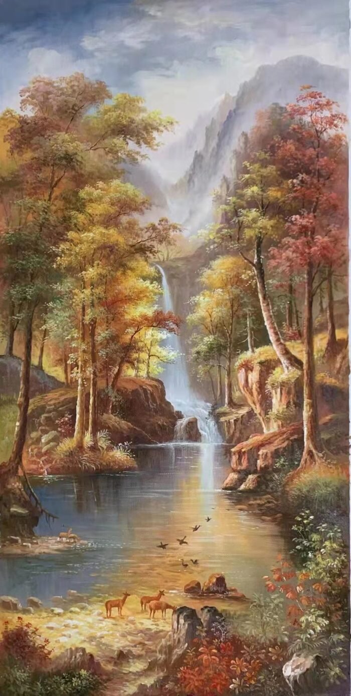 Feng Shui Waterfall Canvas Painting