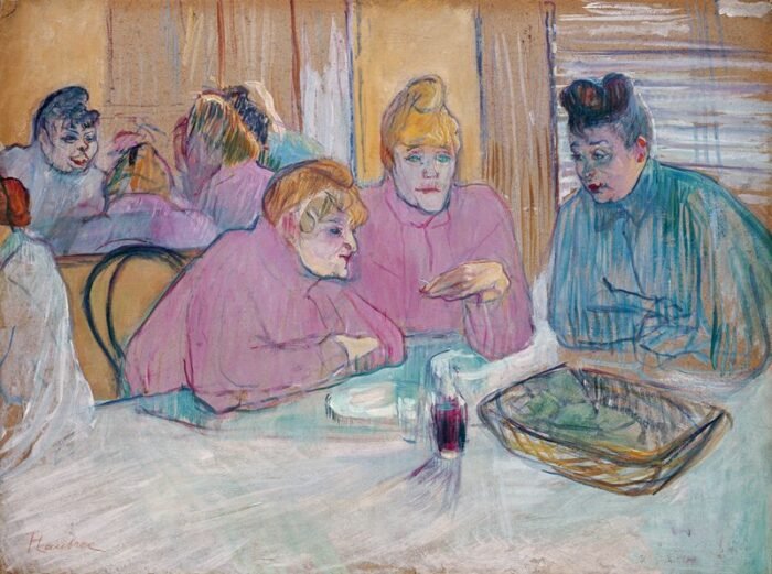 The ladies in the brothel dining room