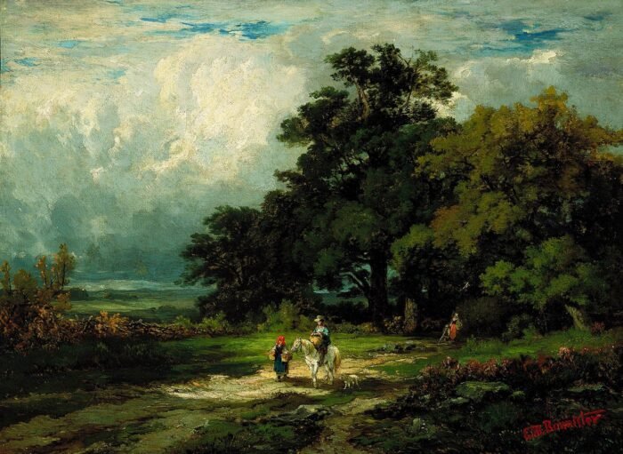 Untitled (man on horse with woman and dog)